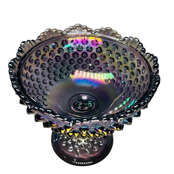 Fenton Candy Dish/BowlVintage Amethyst Hobnail Carnival Iridescent Purple Glass - Picture 3 of 8